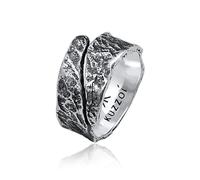 Kuzzoi Herrenring im kunstvoll strukturiertem Used Design, Bandring massiv (12 mm) breit in 925 Sterling Silber, Silberring gehämmert, Ring für Männer, Bikerring, Ringgröße 66, 0604832121_66