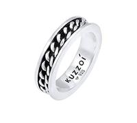Kuzzoi Herrenring Ketten Design, Band Ring Massiv 6 mm breit in 925 Sterling Silber oxidiert, Basic Silberring im Gothic Punk Look, Biker Rock Ring für Männer in der Ringgröße 62, 0609281720_62