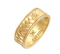 Silberring KUZZOI "Herren Bandring Used Vintage Retro 925 Silber" Fingerringe Gr. 60 mm, ohne Stein, Silber 925 (Sterlingsilber), goldfarben (gold) Herren Fingerringe (21801313-60)