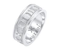 Kuzzoi Herrenring poliert, Bandring massiv (8 mm) in 925 Sterling Silber, Breites Schmuck Accessoire mit römischen Ziffern, Ring für Männer mit Zahlenfolge, Ringgröße 64, 0612541120_64