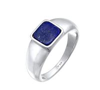 Kuzzoi Herrenring Siegelring massiv (10 mm) breit in 925 Sterling Silber, Klassischer Silberring mit Emaille für den Mann, Ring für Männer mit Emaille Platte, Ringgröße 64, 0609190921_64