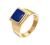KUZZOI, Ring Siegelring Quadrat Emaille 925 Silber in gold, Schmuck für Herren Gr. 66 mm