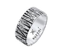 Kuzzoi Herrenring strukturiert Bandring massiv (9 mm) 925 Silber | 925 Sterling Silber Silberring gehämmert Ring oxidiert für Männer Ringgröße 60 - 66