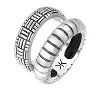 Kuzzoi Herrenringe Ring Set 2 stilvolle Bandringe aus 925 Sterling Silber für Männer mit oxidierten Details trendiges Silber Ring Set für Herren Ringgröße 66