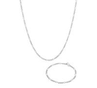KUZZOI Kette Armband Herren Figaro Design 925 Sterling Silber silberfarben