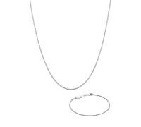 Kuzzoi 925 Silber Herren Halskette inkl. Armband in 925 Sterling Silber Oxidiert Schmuck Set für den Mann Kordelkette (55 cm) Herrenarmband (21 cm)