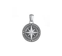 KUZZOI, Anhänger Kompass Cool Massiv 925 Silber in schwarz, Schmuck für Herren Gr. OneSize