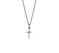 Kuzzoi Herren Halskette mit Kreuz Anhänger (14 mm) aus 925 Sterling Silber für Mann Freund Sohn aus 925 Sterling Silber, Vintage Kreuzkette oxidiert Länge 50 cm