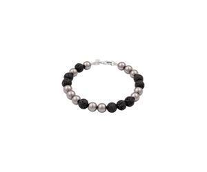KUZZOI Lava Perlen von Swarovski® Grau 925 Sterling Silber 23 Damen