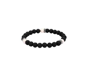 KUZZOI Lava Synthetische Perle Schwarz 925 Sterling Silber 19 Herren