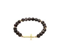 KUZZOI Lavakite Perlen Grau Kreuz 925 Sterling Silber vergoldet 19 Herren