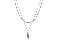 KUZZOI Layer Feder Anhänger 925 Sterling Silber oxidiert silberfarben Herren