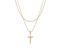 Kuzzoi Halskette Layer Kreuz Kordelkette 925 Silber, gold Gold