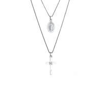 KUZZOI Layer Marienbild Kreuz 925 Sterling Silber 55 Herren