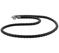 KUZZOI Männer Lederhalskette geflochten aus Rinderleder in schwarz, Dicke 5,5mm, Länge 50cm, Karabiner Verschluss aus 925 Sterling Silber, markant exklusiv ideal für schwere Ketten Anhänger 803041-050