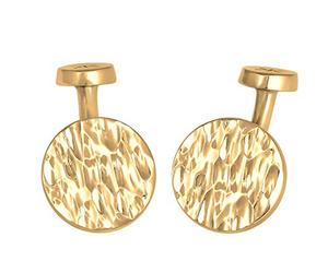 Kuzzoi Manschettenknöpfe für Herren Coin Design im gehämmerten Look, 925 Sterling Silber vergoldet, Cufflinks für das Hemd, Stilvolles Männer Geschenk für Hochzeit und Geburtstag