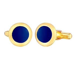 Kuzzoi Manschettenknöpfe für Herren, Cufflinks rund aus 925er Sterling Silber vergoldet, Moderner Schmuck für das Hemd, Stilvolles Männer Geschenk für Hochzeit und Geburtstag