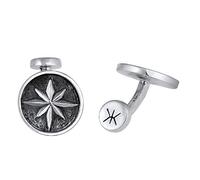 Kuzzoi Manschettenknöpfe für Herren mit Kompass Symbol im Vintage Design, 925 Sterling Silber oxidiert, Maritime Cufflinks für das Hemd, Stilvolles Männer Geschenk für Hochzeit und Geburtstag