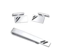Kuzzoi Manschettenknöpfe & Krawattennadel für Herren im modischen Design, Herren Accessoire Set aus 925 Sterling Silber mit Emaille Details, Männer Geschenk für Hochzei undGeburtstag