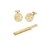 KUZZOI, Schmuckset Manschettenknöpfe Krawattennadel Organic 925 Silber in gold, für Herren Gr. OneSize