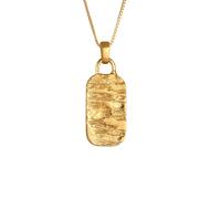 Kuzzoi Herren Halskette mit Military Platte (21 mm) in 925 Sterling Silber vergoldet Herrenkette mit strukturierten Plaketten-Anhänger Dog Tag Kette für den Mann Länge 55 cm