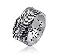 KUZZOI, Ring Herren Feder Vintage Trend Oxidiert 925 Silber in silber, für Herren Gr. 64 mm