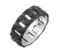 Kuzzoi Massiver Herrenring (8 mm) im Panzer Bandring Männer 925 Silber | oxidiert Ring im Chunky Chain Look Ringgröße 54-66