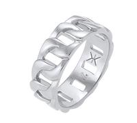 Kuzzoi Massiver Herrenring (8mm) poliert Bandring Männer 925 Silber | 925 Sterling Silber Ring im Chunky Chain Look Ringgröße 54-66