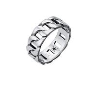 Kuzzoi Massiver Herrenring(8mm) schwarz oxidiert Bandring 925 Silber | Männer 925 Silber Ring im Chunky Chain Look Ringgröße 60 - 66