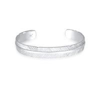 Kuzzoi Massiver Silber Armreif Männer 925 Silber poliert Feder-Design | Herren Armspange im Boho Look Größe 19 cm