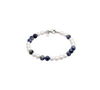 KUZZOI Muschelkernperlen Achat Blau 925 Sterling Silber vergoldet 21 Herren