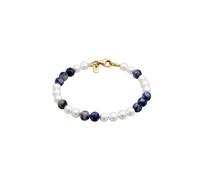 KUZZOI Muschelkernperlen Achat Blau 925 Sterling Silber vergoldet 23 Herren