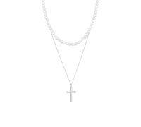 KUZZOI Muschelkernperlen Kreuz Klassik 2er Set 925 Silber 45 Herren