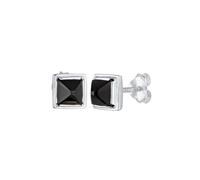 Kuzzoi Herren-Ohrringe Ohrstecker Quadrat (7 mm), Herren Stecker mit Onyx Stein schwarz aus 925 Sterling Silber, Hochwertige Ohrstecker für Männer, 0312530921
