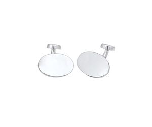 KUZZOI Oval Plättchen Poliert Elegant 925 Silber silberfarben Herren