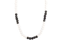 KUZZOI Recycelte Glas Schwarz Weis Perlen Beads 925 Silber 50 Herren