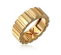 Kuzzoi Ringe - Ring Bandring Herren Massiv Rillenlook 925 Sterlin - Gr. 60 MM - in Gold - für Damen