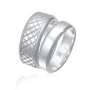 Kuzzoi Ringe - Ring Herren Bandring Basic 2er Set 925 Silber - Gr. 66 MM - in Silber - für Damen