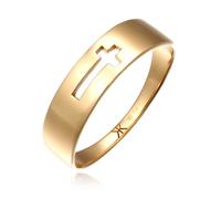 Kuzzoi Ringe - Ring Kreuz Cut Out Unisex 375 Gelbgold - Gr. 66 MM - in Gold - für Damen