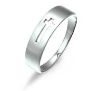 Kuzzoi Ringe - Ring Kreuz Cut Out Unisex 585 Weißgold - Gr. 52 MM - in Weiß - für Damen