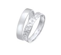 Kuzzoi Herrenringe Ring Set Silber, 2 Stück Bandringe poliert 925 Sterling Silber, Silberringe für Männer Basic und Hammerschlag Look, Silber Ring Set Herren, Ringgröße 64, 0606480722_64