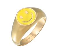 KUZZOI Herren Siegelring mit Smiling Face Emaille 925 Silber 64