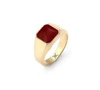 KUZZOI Siegelring Quadrat Emaille Rot 925 Sterling Silber 60 Herren