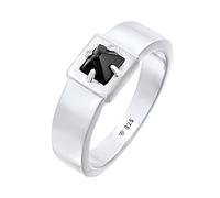 Kuzzoi Siegelring Herrenring 5 mm mit Onyx-Edelstein poliert | massiver Silberring mit Edelstein schwarz Ring für Männer in der Ringgröße 60 - 66