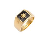 KUZZOI Ring Herren Siegelring Emaille Stern Basic 925 Silber 54 mm Gold