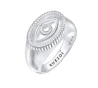 Kuzzoi Siegelring Herrenring massiv 13 mm 925 Silber Biker Ring | oxidiert mit Evil Eye Böser Blick Statement Ring für Männer Herren Größe 60 - 66