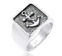KUZZOI Ring Herren Siegelring Anker Basic Oxidiert 925 Silber 62 mm Silber