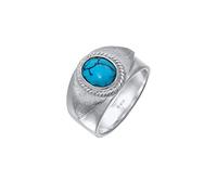 Kuzzoi Siegelring Herrenring mit Howlith (10 mm) Stein Türkis 925 Silber | poliert Massiver Silberring im Vintage Style Ring für Männer in der Ringgröße 60 - 66