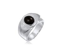 Kuzzoi Siegelring Herrenring mit Onyx (10 mm) Stein aus 925 Sterling Silber poliert Massiver Silberring im Vintage Style für Männer, Ringgröße 60