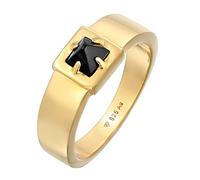 KUZZOÍ Ring Herren Bandring Solitär Onyx Pyramide 925 Silber, gold Gold